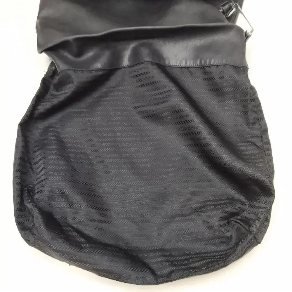 PRADA Black Leather Lucite Plastic Chain Strap Hobo Shoulder Bag